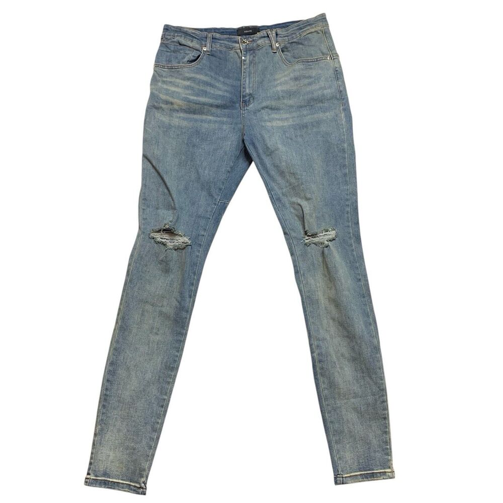 New Kollar 203 Rockstars Jeans Men's Destroyed Indigo Blue Skinny Jeans Sz 36